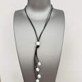 Riverbend Leather & Pearl Necklace - Western Style