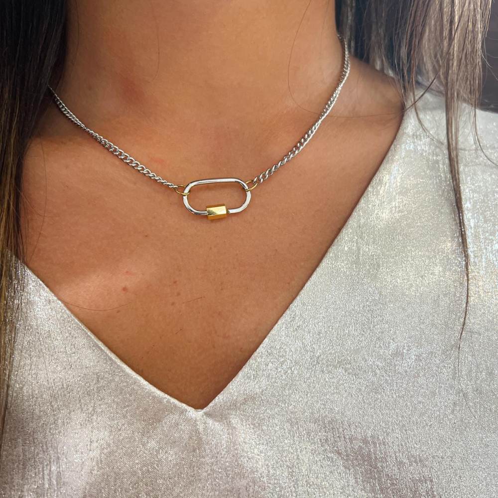 Two Tone Lock Necklace ~ Deep South Originals