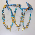 Scarf Necklace ~ Blue Horse Pattern
