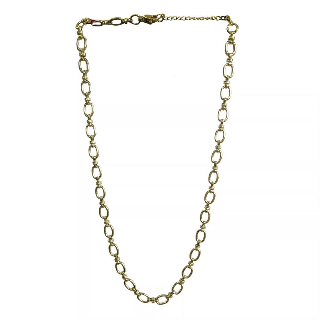 Tri Oval Mini Link Necklace 18K Gold Non Tarnish Water Resistant