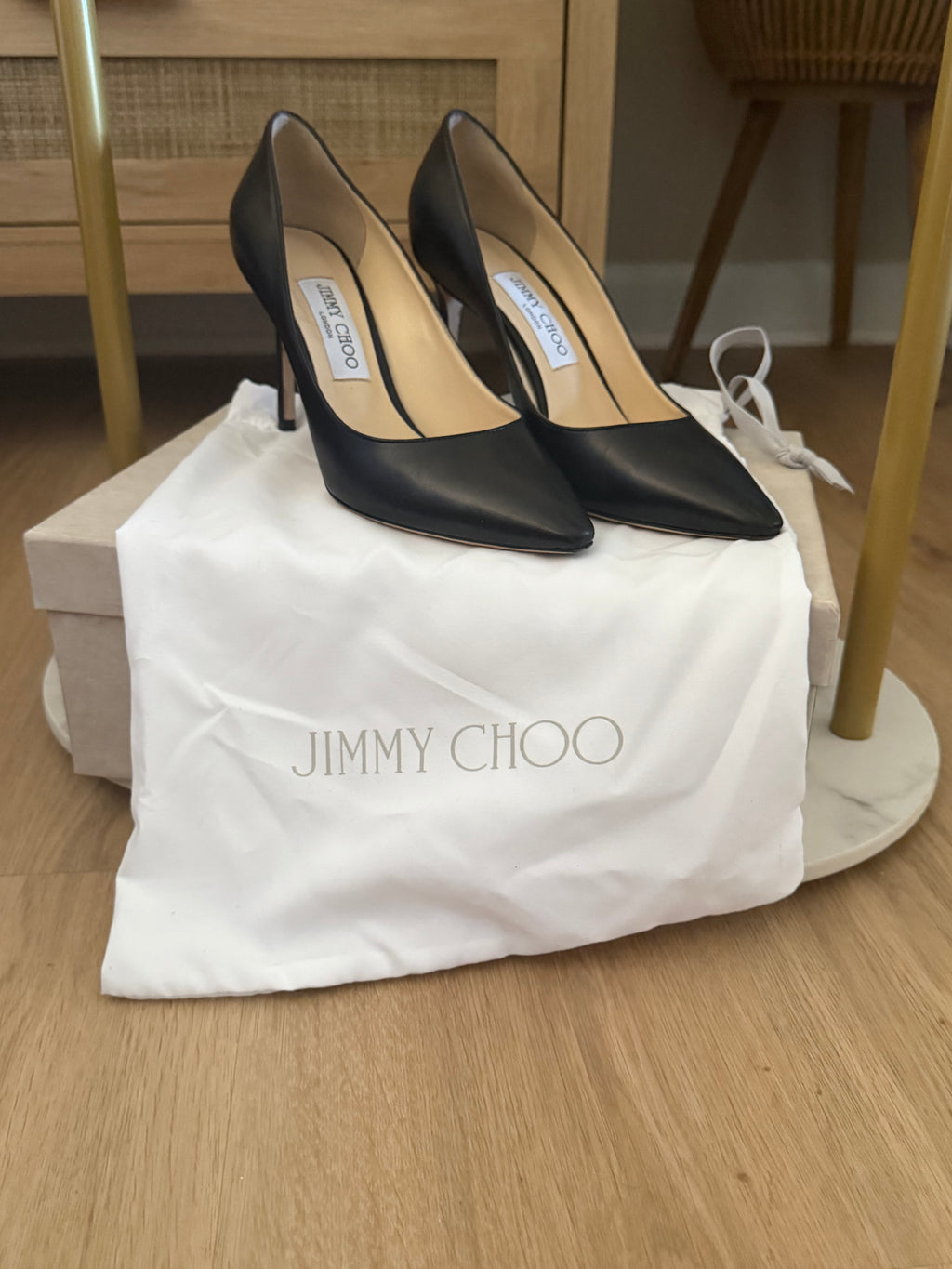 Jimmy Choo Romy 85 Black Leather Pumps IT 38.5 US 8.5 Heels Box Dust Bag