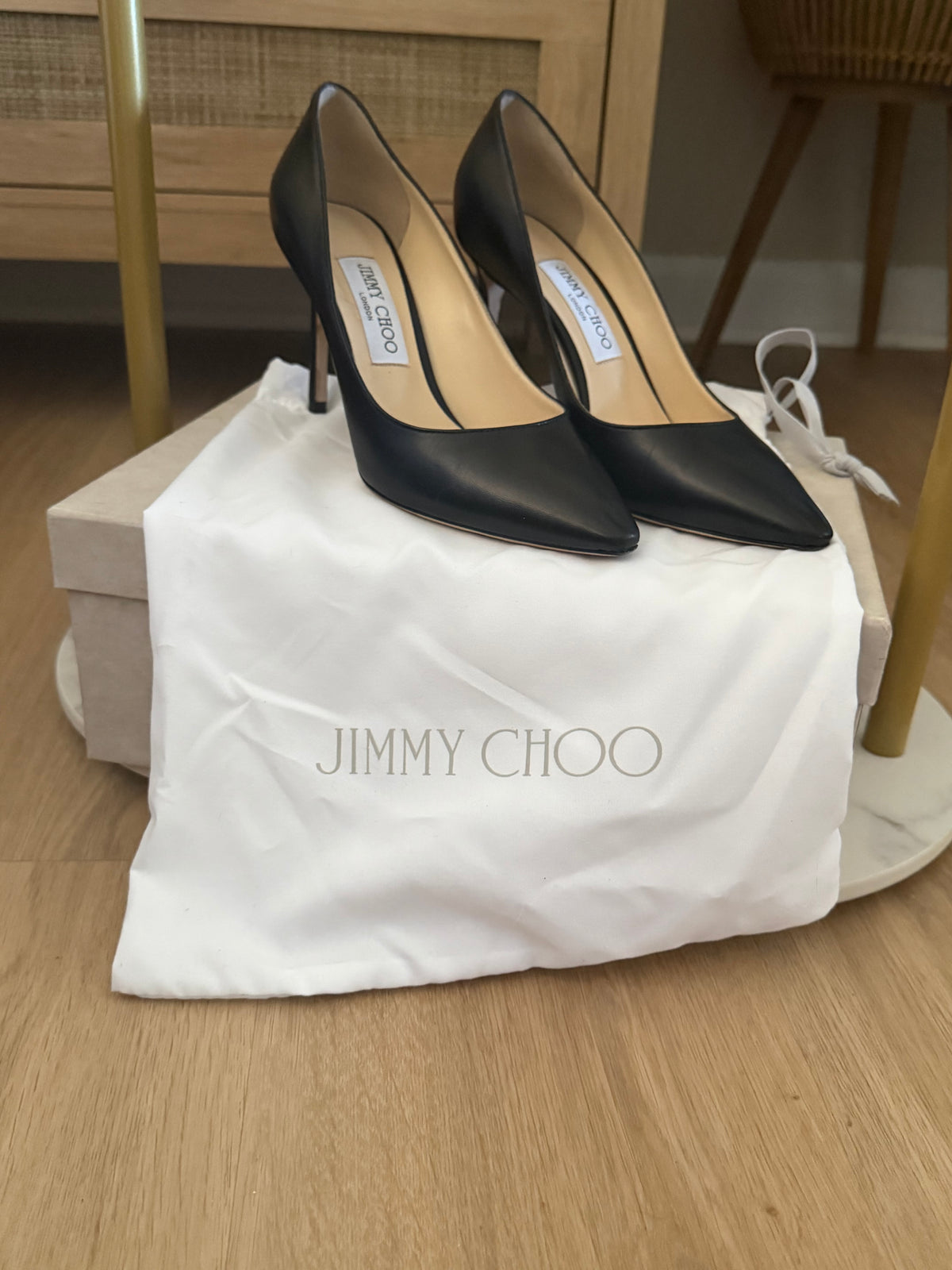 Jimmy Choo Romy 85 Black Leather Pumps IT 38.5 US 8.5 Heels Box Dust Bag