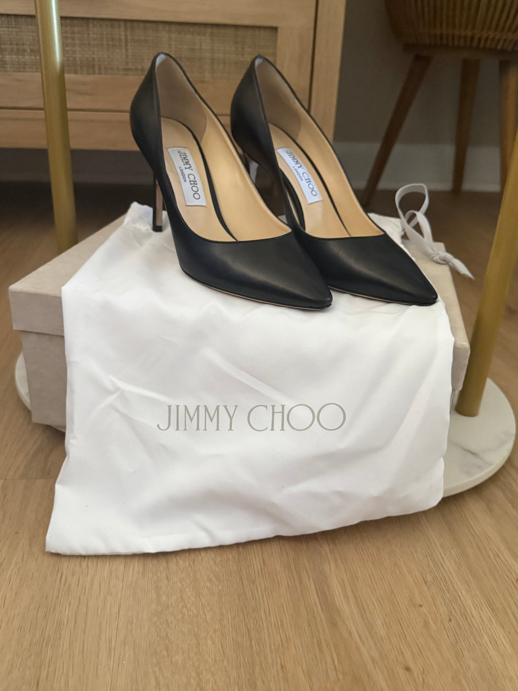 Jimmy Choo Romy 85 Black Leather Pumps IT 38.5 US 8.5 Heels Box Dust Bag