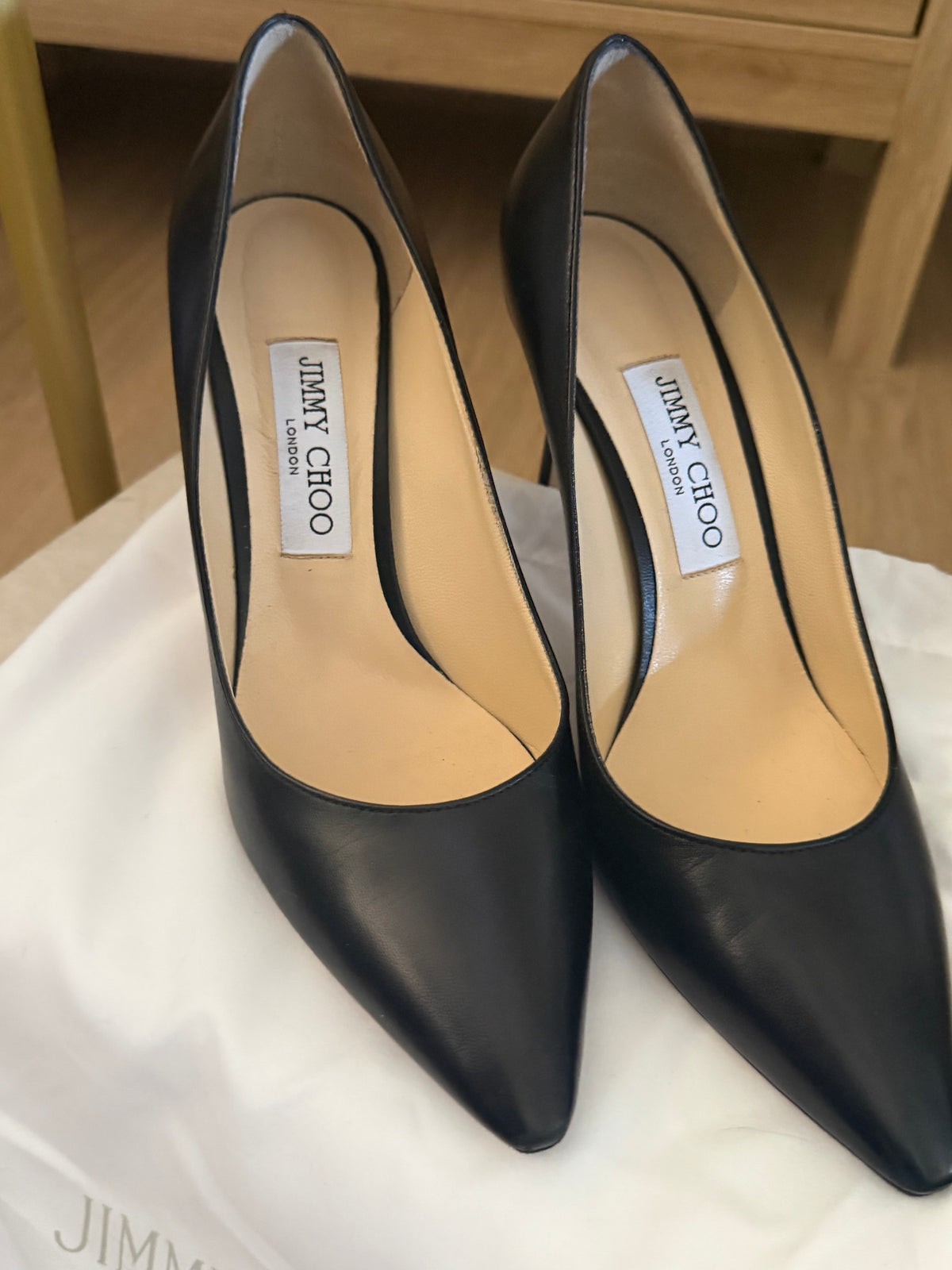 Jimmy Choo Romy 85 Black Leather Pumps IT 38.5 US 8.5 Heels Box Dust Bag