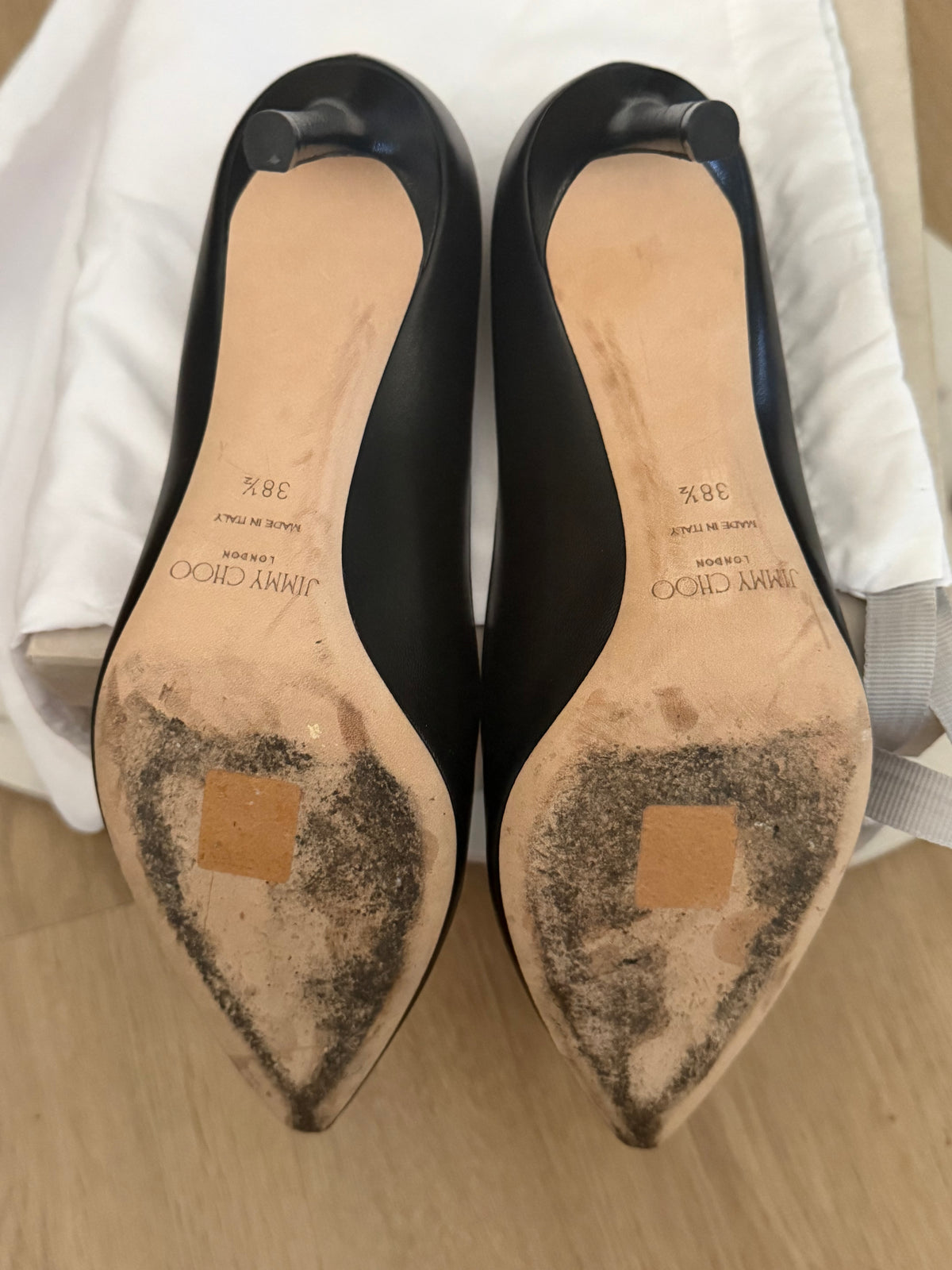 Jimmy Choo Romy 85 Black Leather Pumps IT 38.5 US 8.5 Heels Box Dust Bag