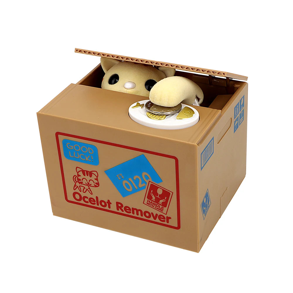 Cute Automated Panda Cat Steal Coin Bank Money Saving Box Electronic Money Boxes Kids Gift Piggy Banks Hot Sale